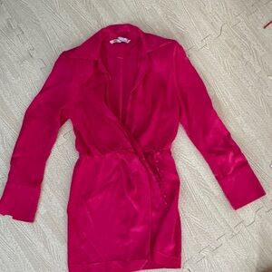 Zara Fuchsia Wrap-Style Mini Dress